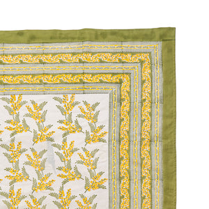 French Tablecloth Mimosa Green & Yellow