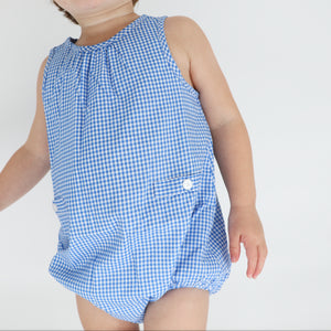 Baby Sky Blue Gingham Bubble Romper