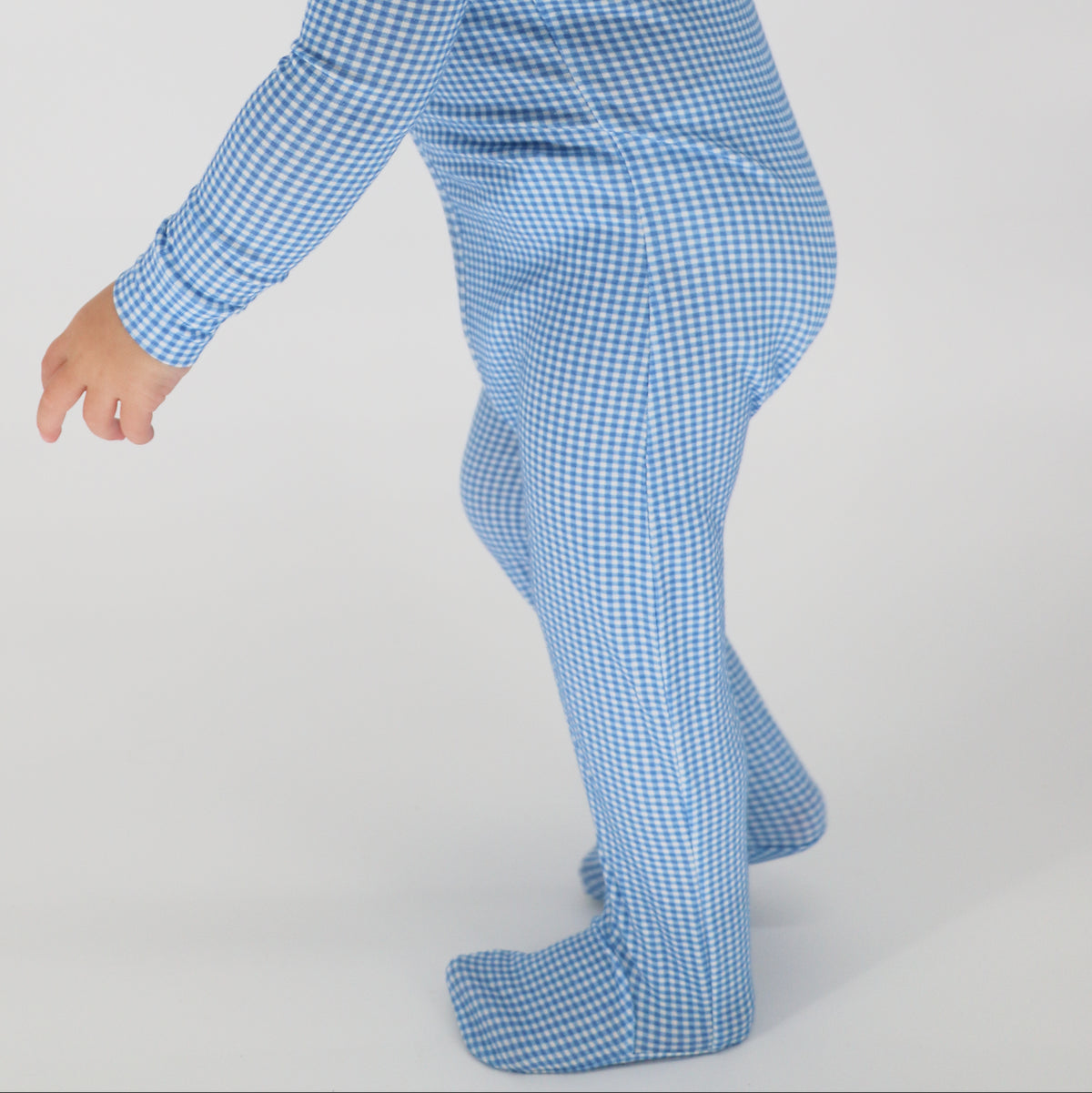 Baby Sky Blue Gingham Pima Footie