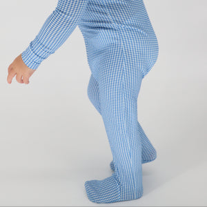 Baby Sky Blue Gingham Pima Footie