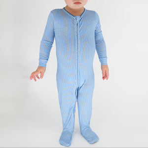 Baby Sky Blue Gingham Pima Footie