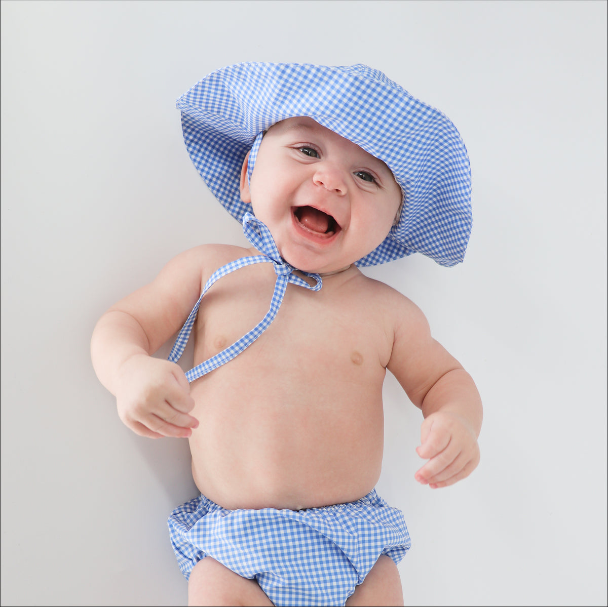 Baby Sky Blue Gingham Sun Hat