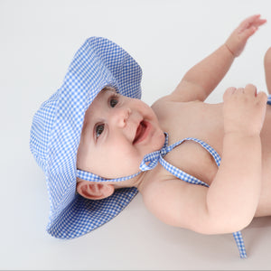 Baby Sky Blue Gingham Sun Hat