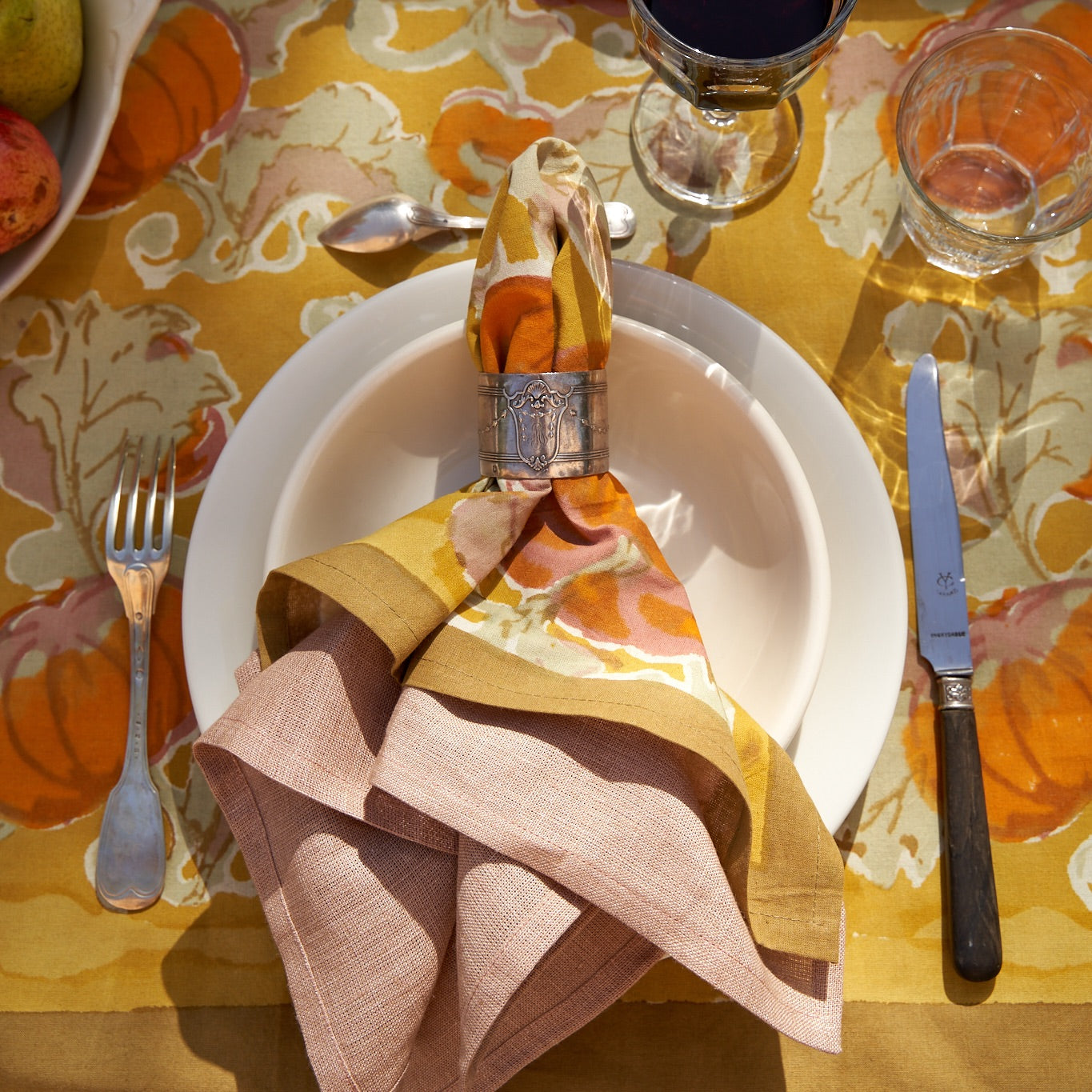 Pumpkin Napkins in Orange & Mustard, Set of 6