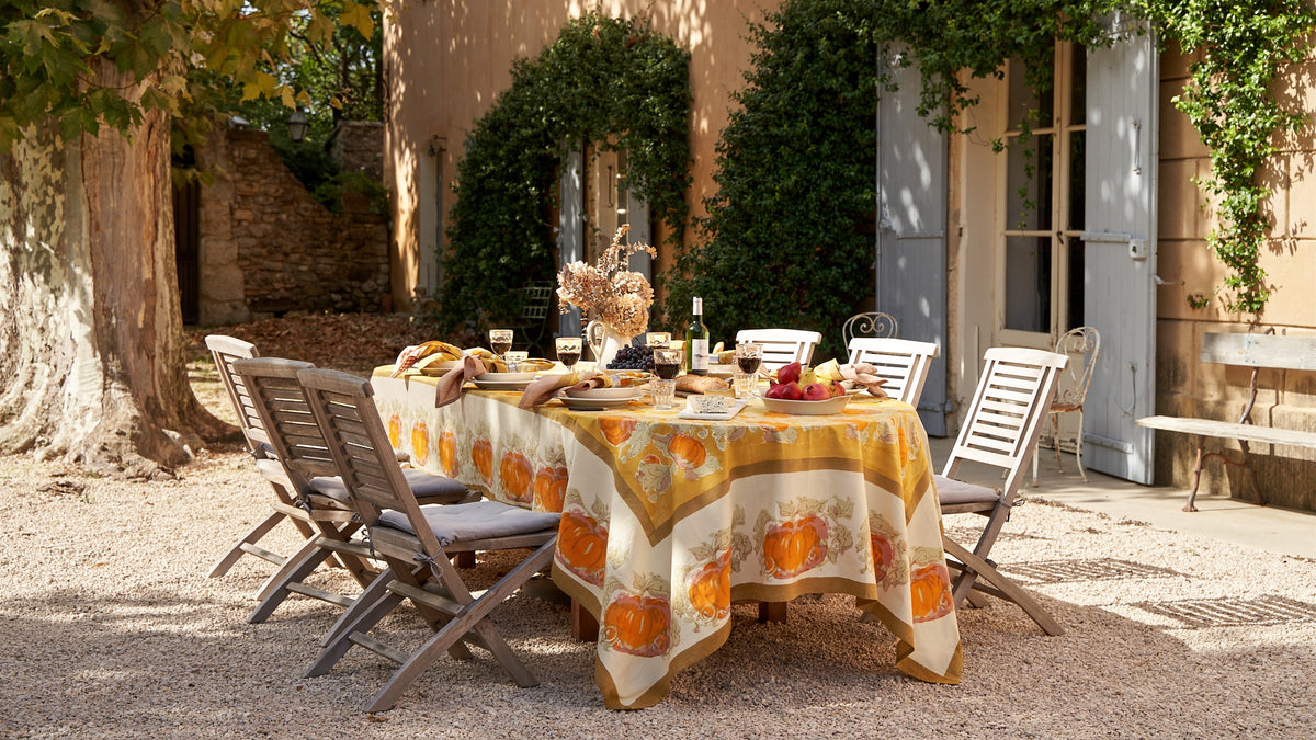 Pumpkin Tablecloth in Orange & Mustard