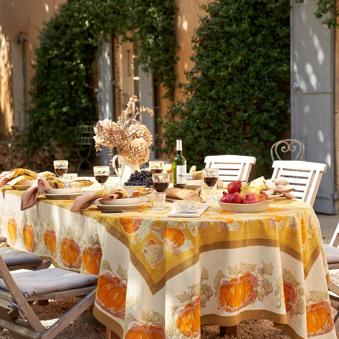 Pumpkin Tablecloth in Orange & Mustard