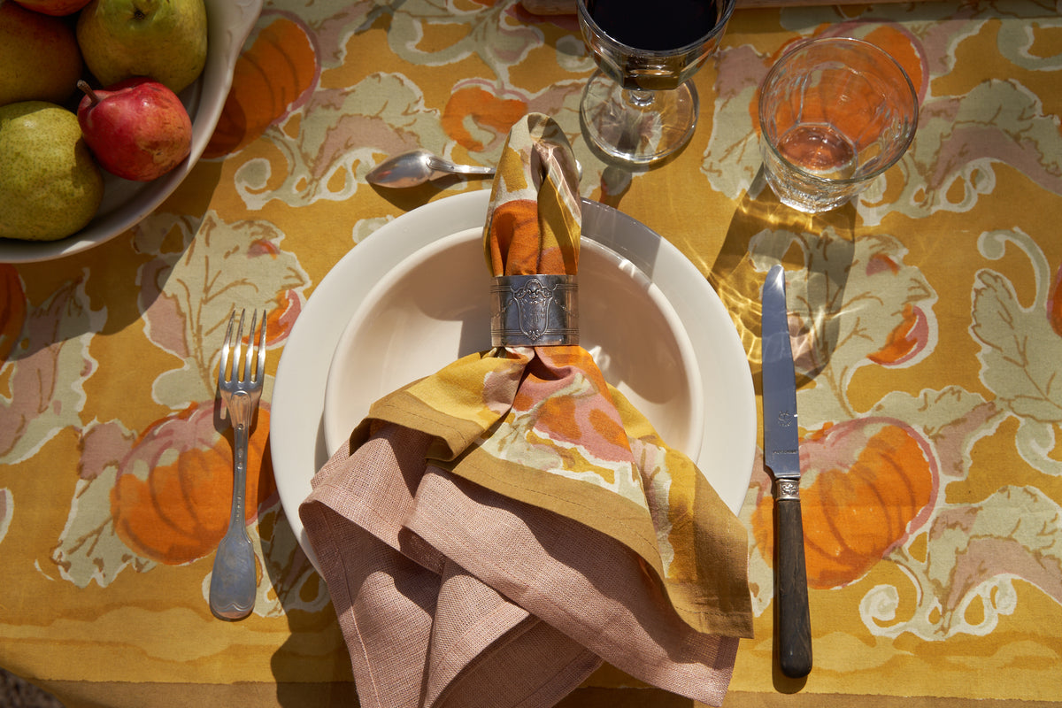 Pumpkin Napkins in Orange & Mustard, Set of 6