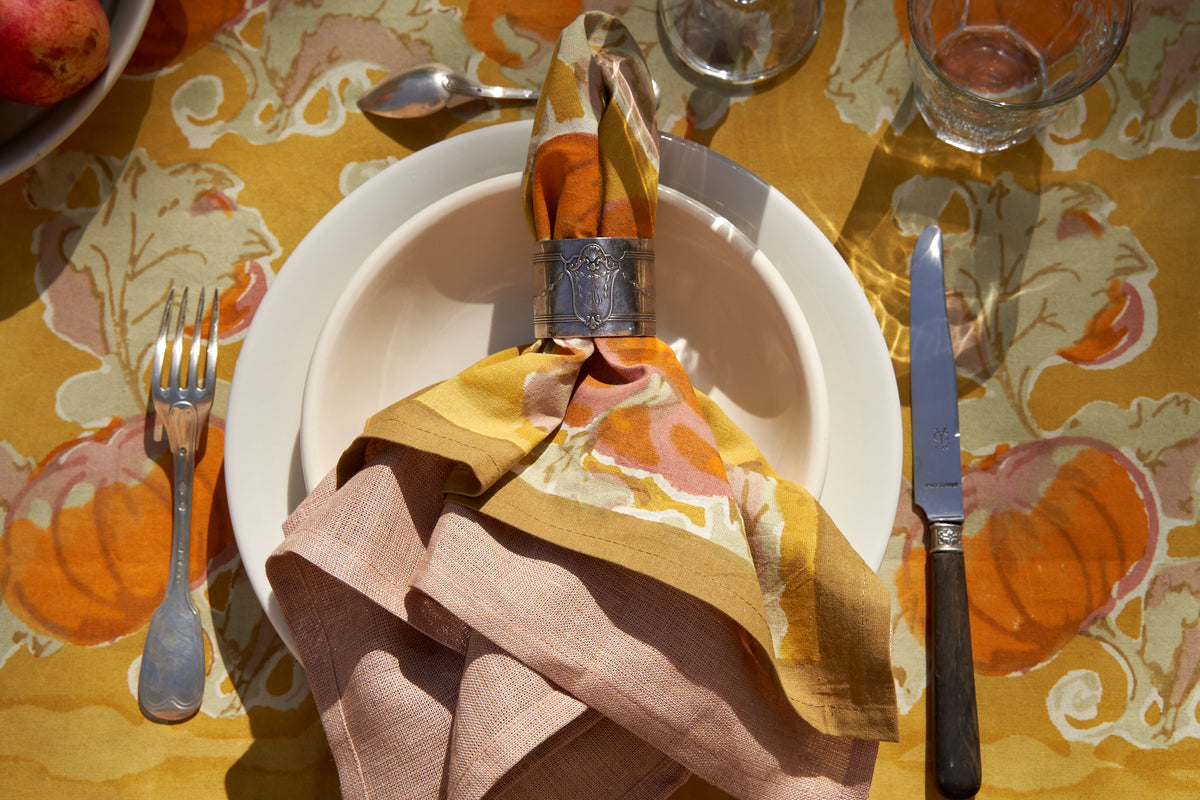 Pumpkin Napkins in Orange & Mustard, Set of 6