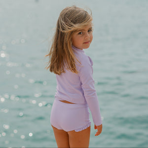 Girls Lavender Stripe Rashguard Set