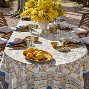 French Tablecloth Mimosa Blue & Yellow