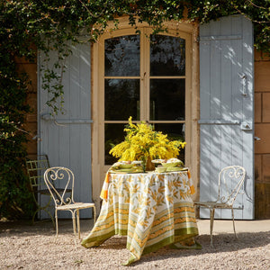French Tablecloth Mimosa Green & Yellow