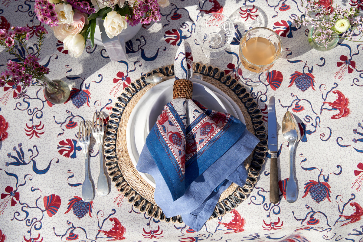 Fleur Des Indes Napkins in Blue & Red, Set of 6