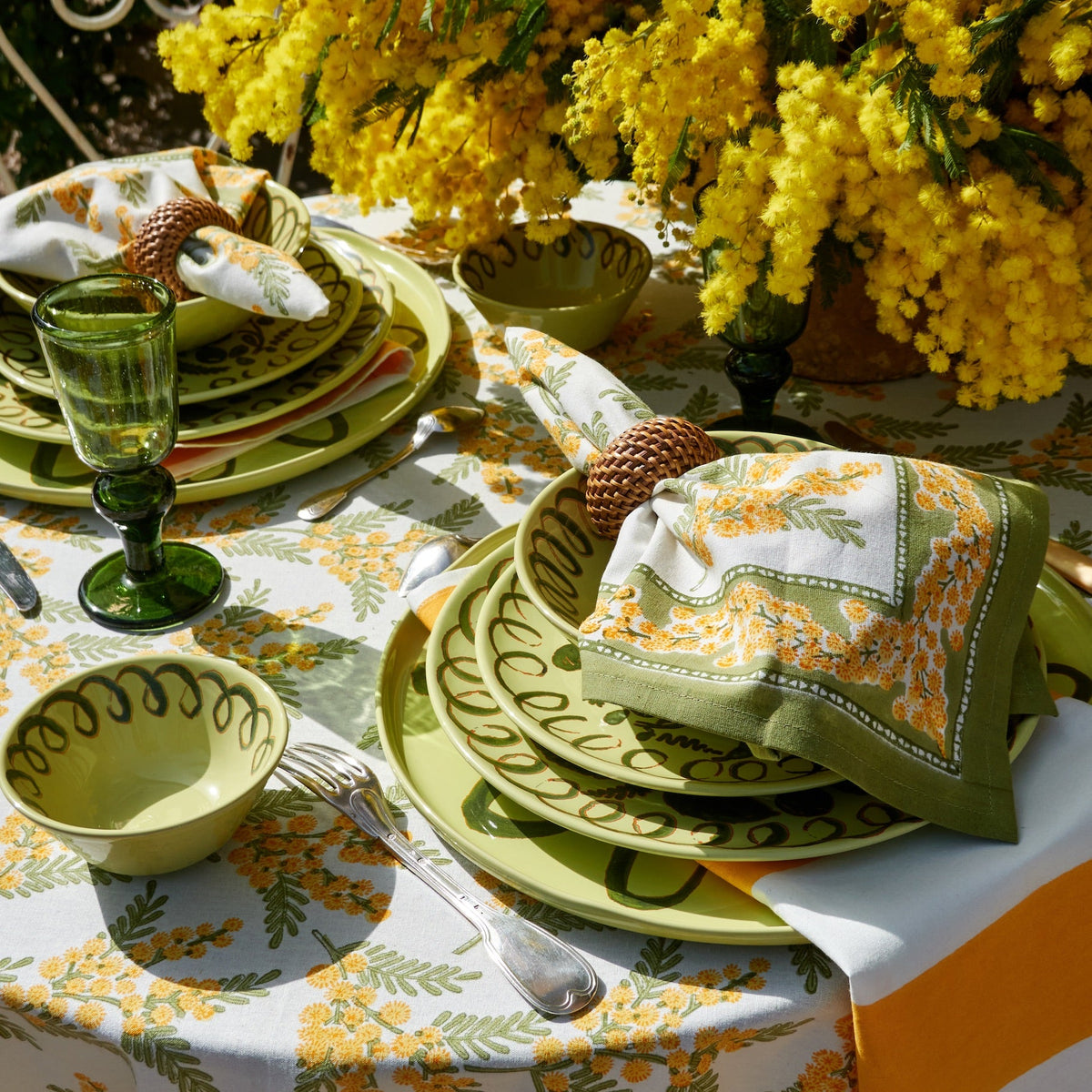 Mimosa Green & Yellow Napkins, Set of 6
