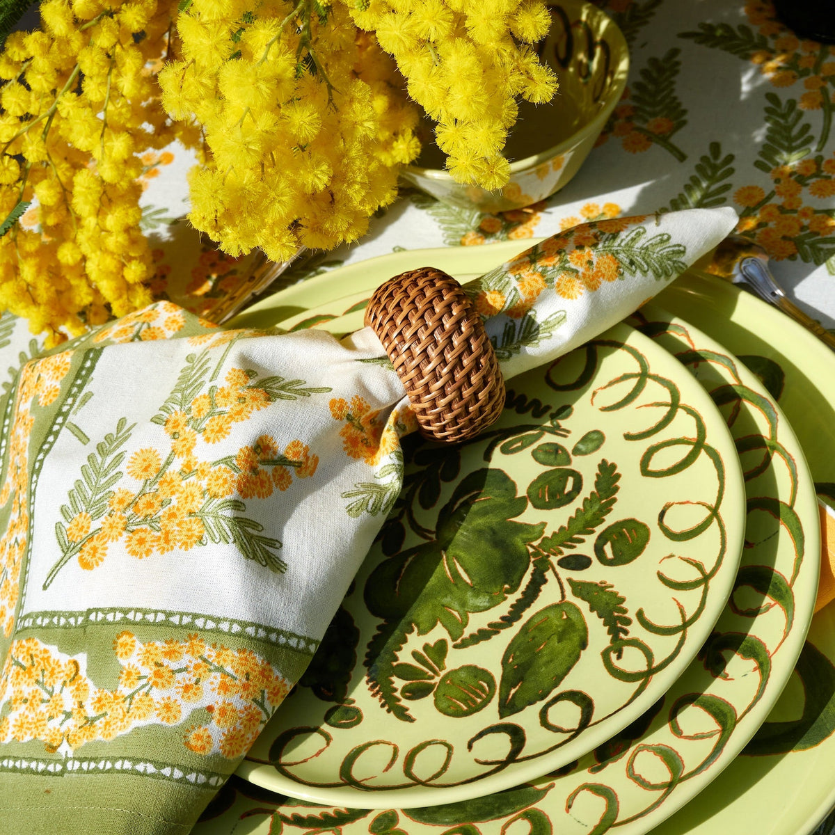 Mimosa Green & Yellow Napkins, Set of 6