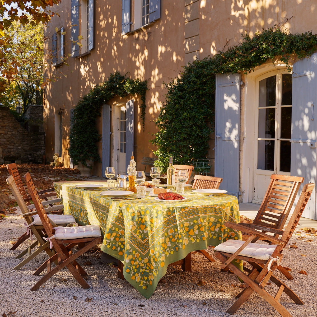 French Tablecloth Fruit Yellow & Green