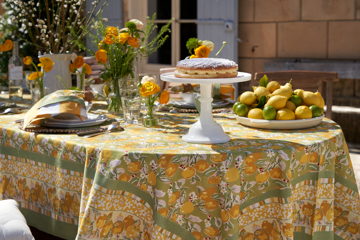Citron Tablecloth in Vert & Yellow