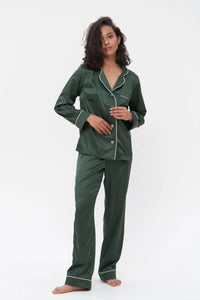 Long Silky Satin Button Up Pajamas