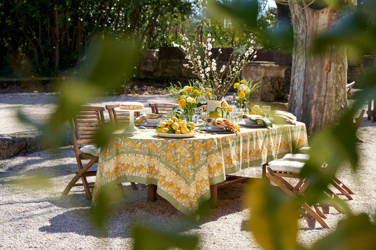 Citron Tablecloth in Vert & Yellow
