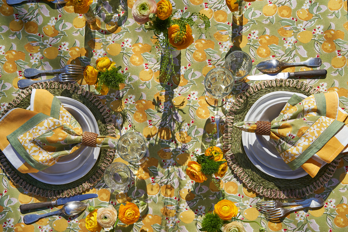 Citron Napkins in Vert & Yellow, Set of 6