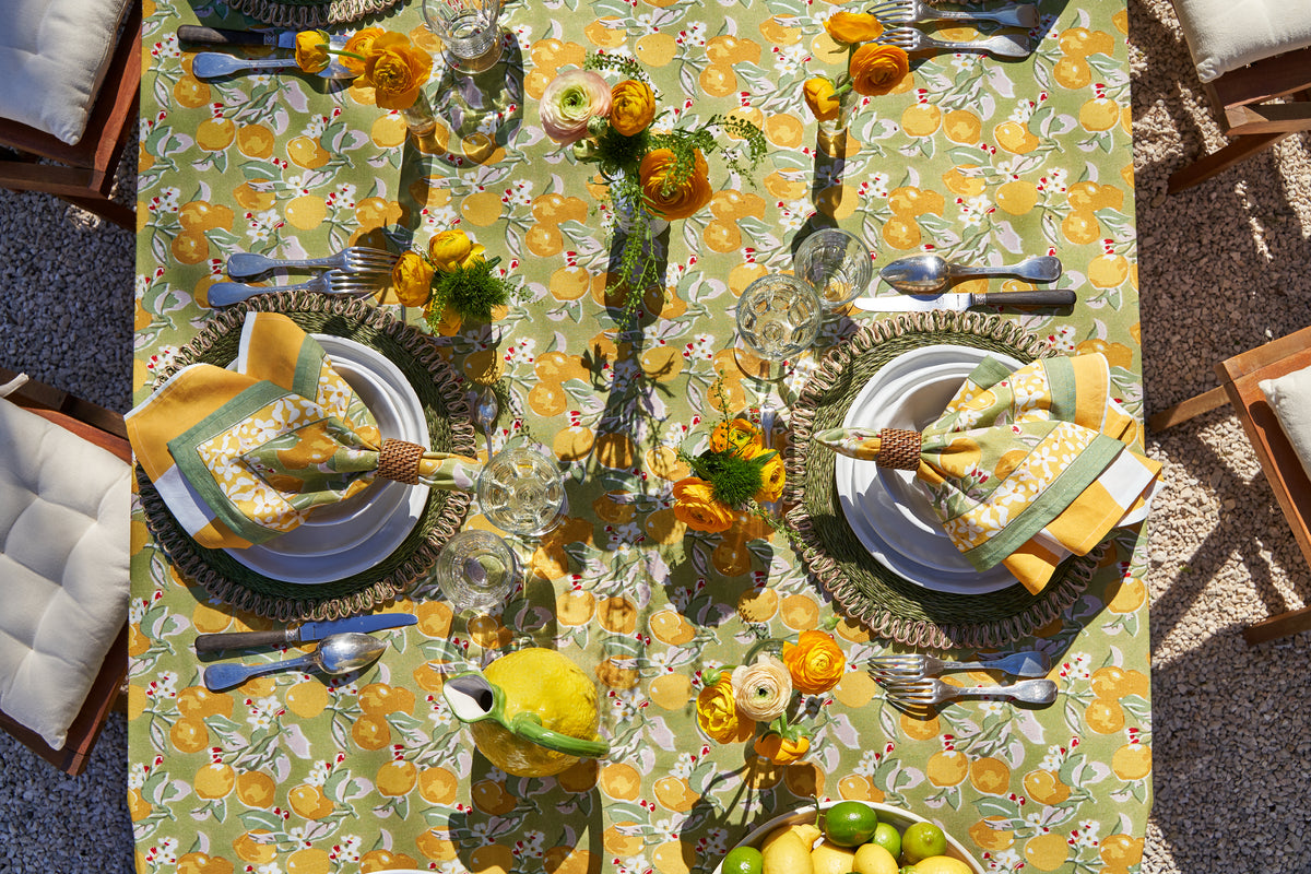 Citron Napkins in Vert & Yellow, Set of 6