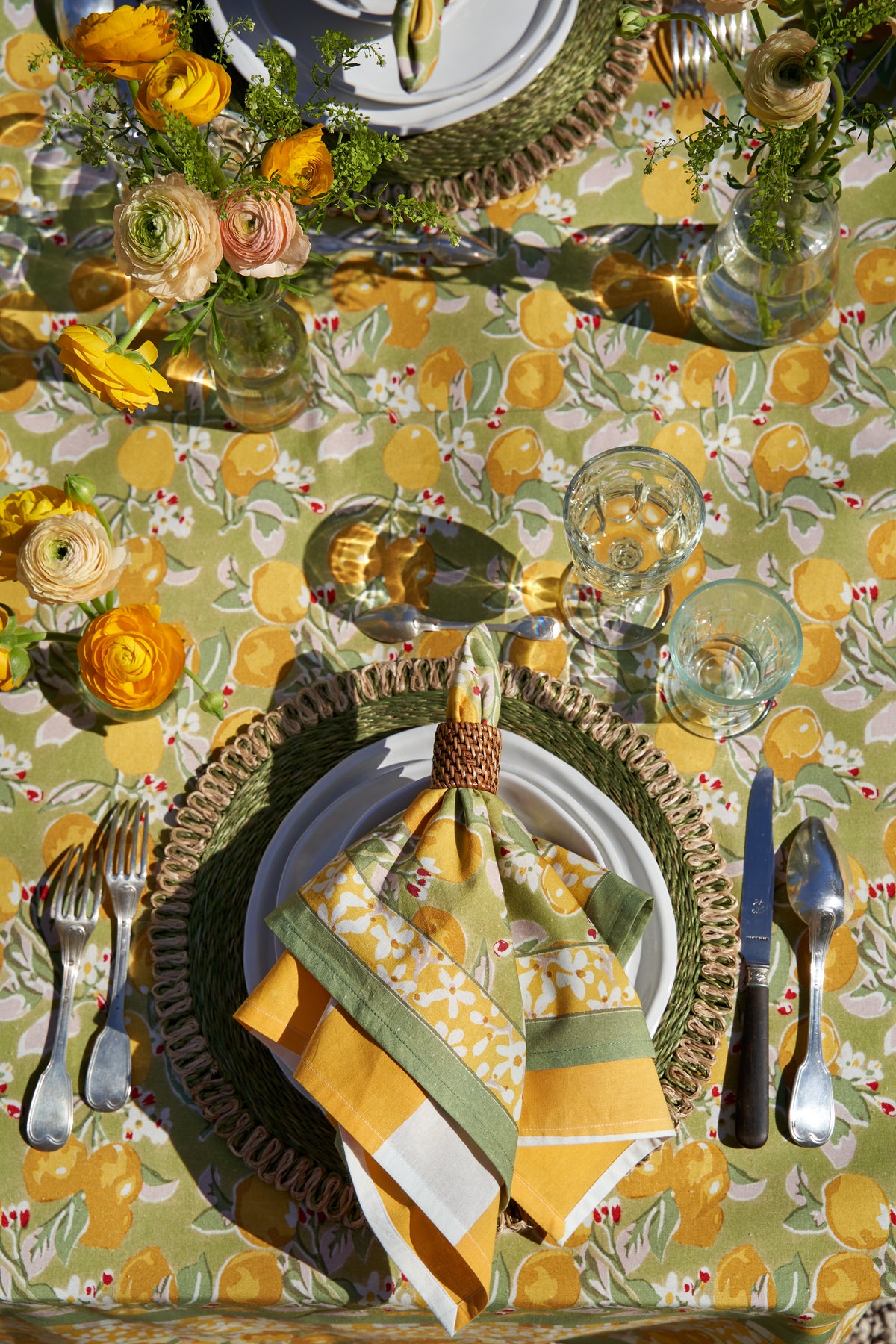 Citron Napkins in Vert & Yellow, Set of 6