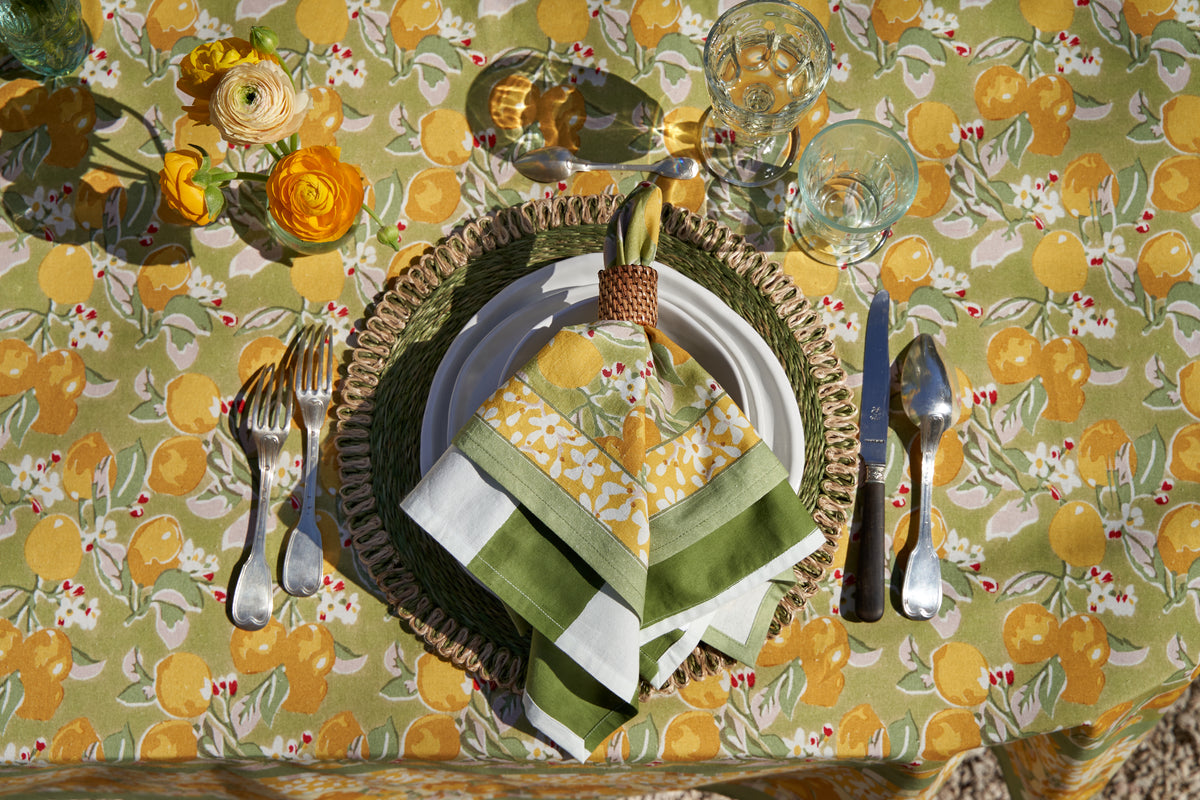 Citron Napkins in Vert & Yellow, Set of 6