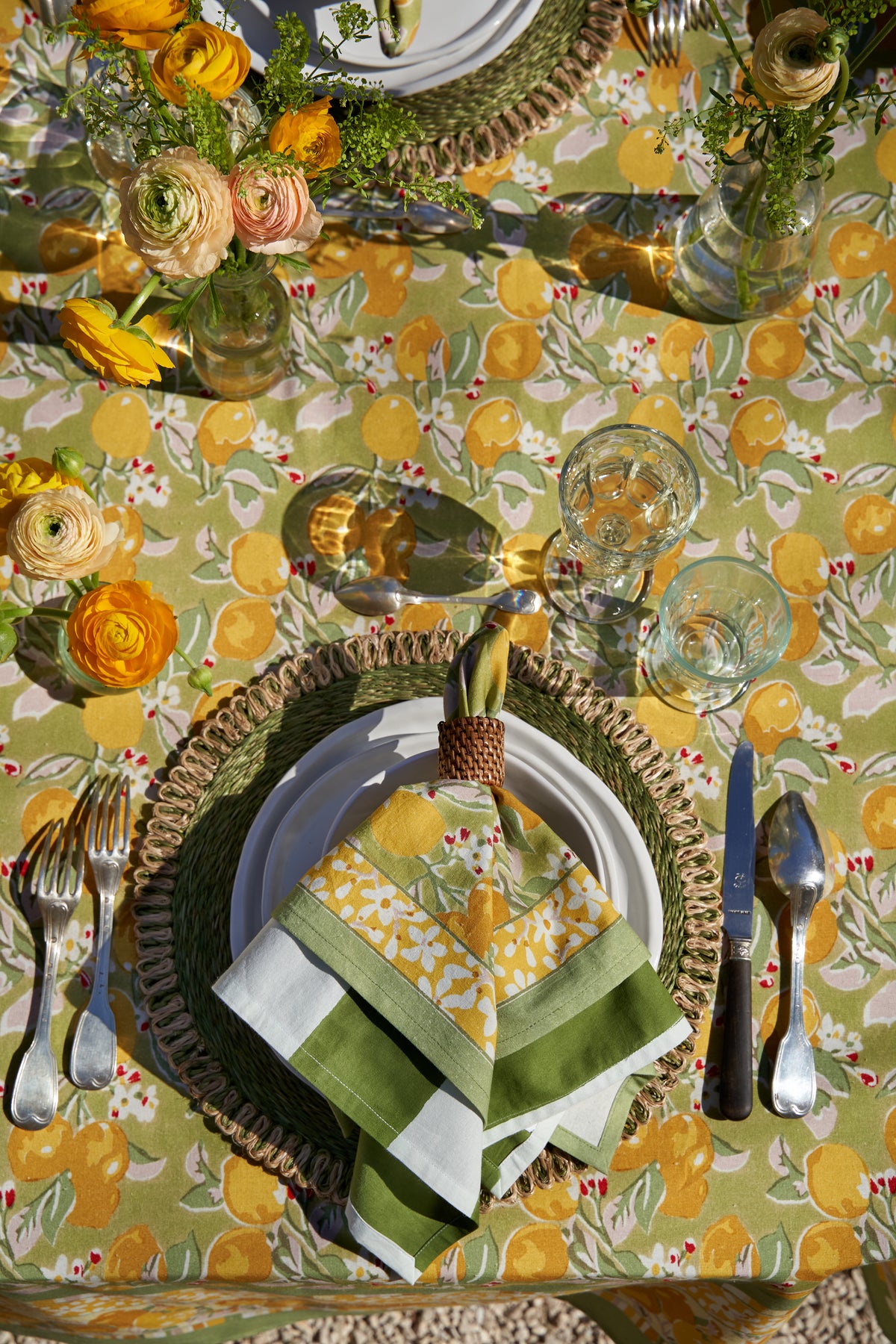 Citron Napkins in Vert & Yellow, Set of 6