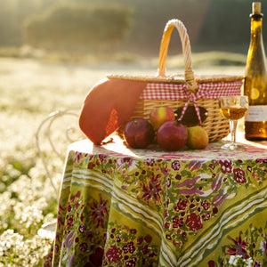 French Tablecloth Jardin Red & Green