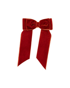 Large Velvet Long Tail Bow in Rust