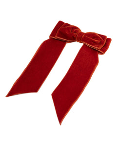 Large Velvet Long Tail Bow in Rust