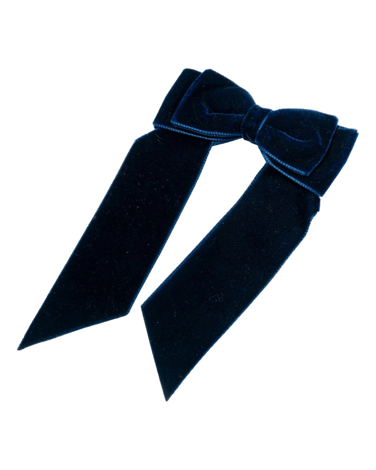 Large Velvet Long Tail Bow in Navy