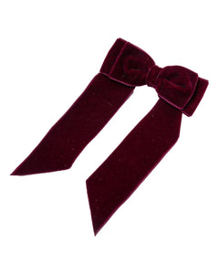Large Velvet Long Tail Bow in Burgundy
