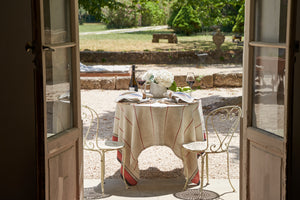 Eze 60x60 Tablecloth in Ivory & Red