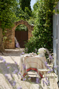 Eze 60x60 Tablecloth in Ivory & Red