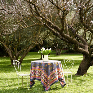 French Tablecloth Pansy Red & Grey