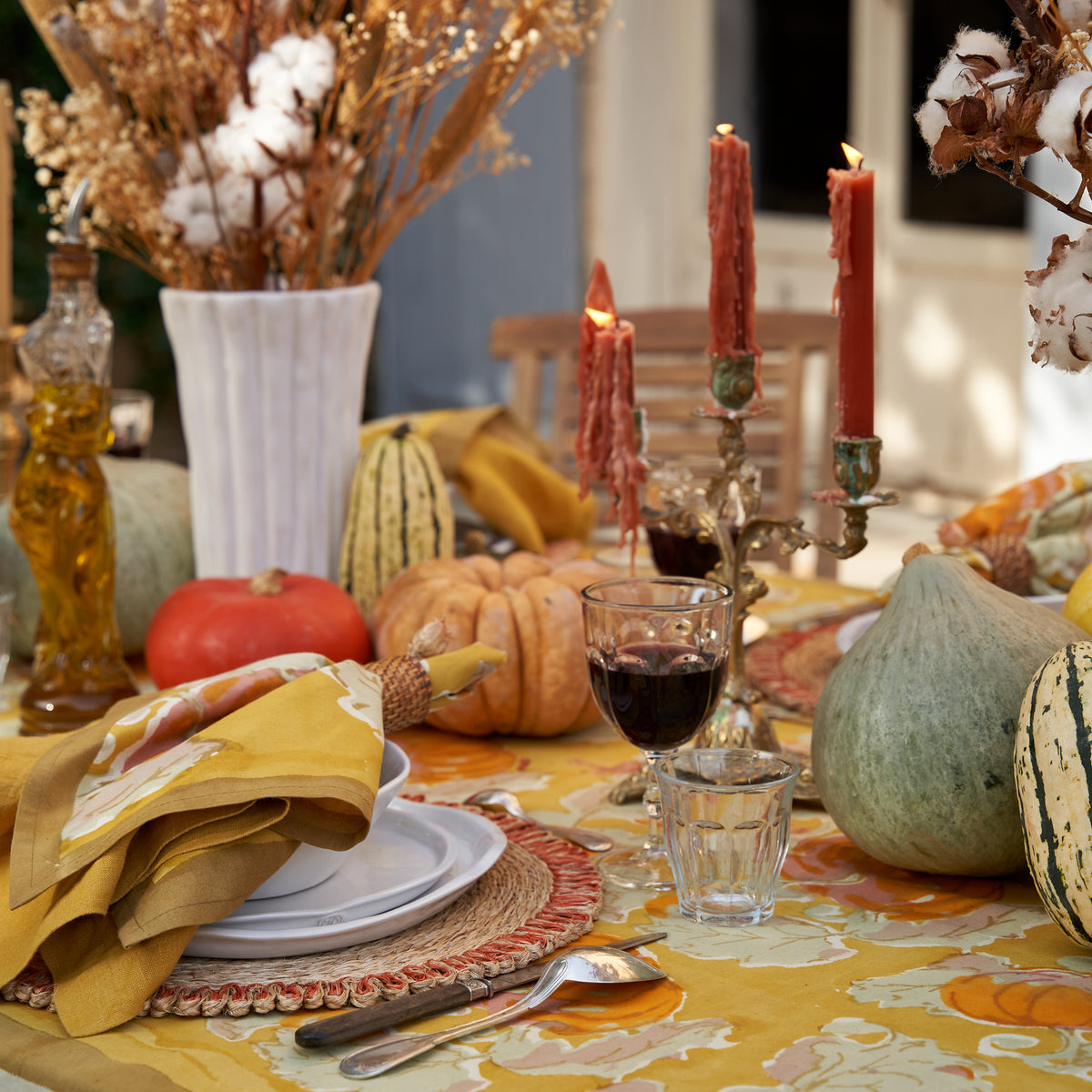 Pumpkin Tablecloth in Orange & Mustard