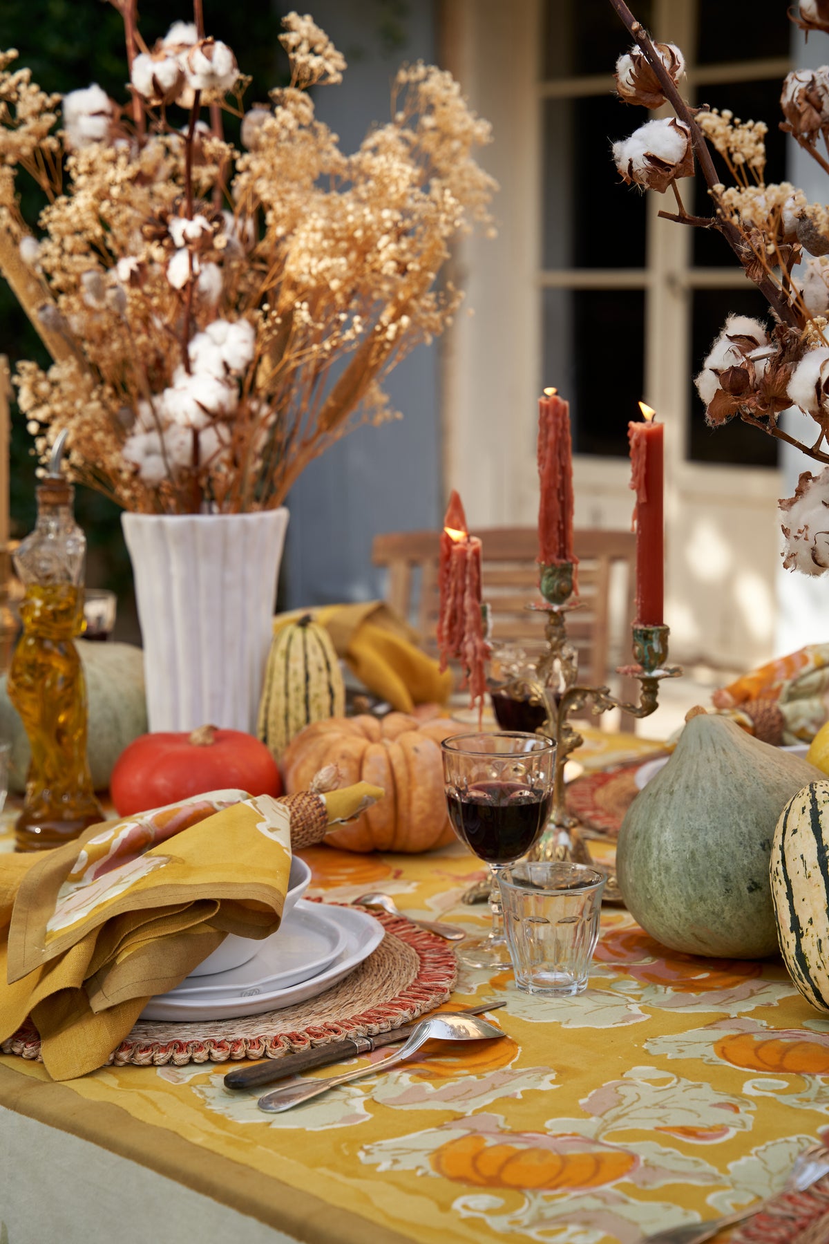 Pumpkin Tablecloth in Orange & Mustard