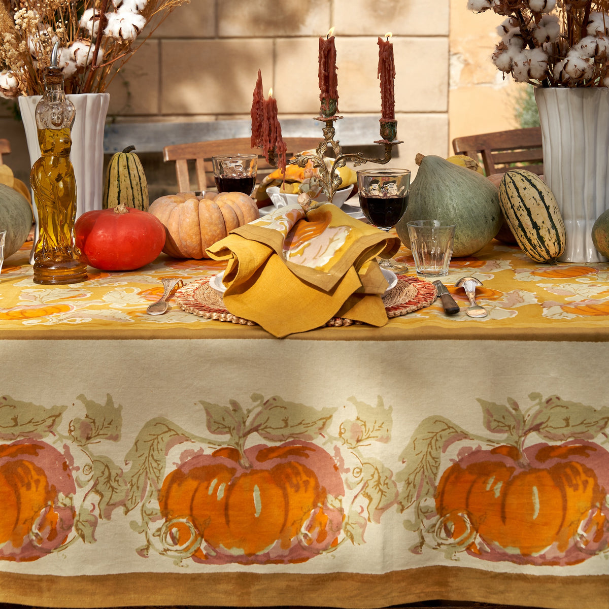 Pumpkin Tablecloth in Orange & Mustard