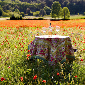 French Tablecloth Jardin Red & Green