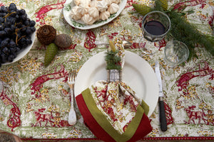 Renne Reindeer Napkins in Red & Green, Set of 6