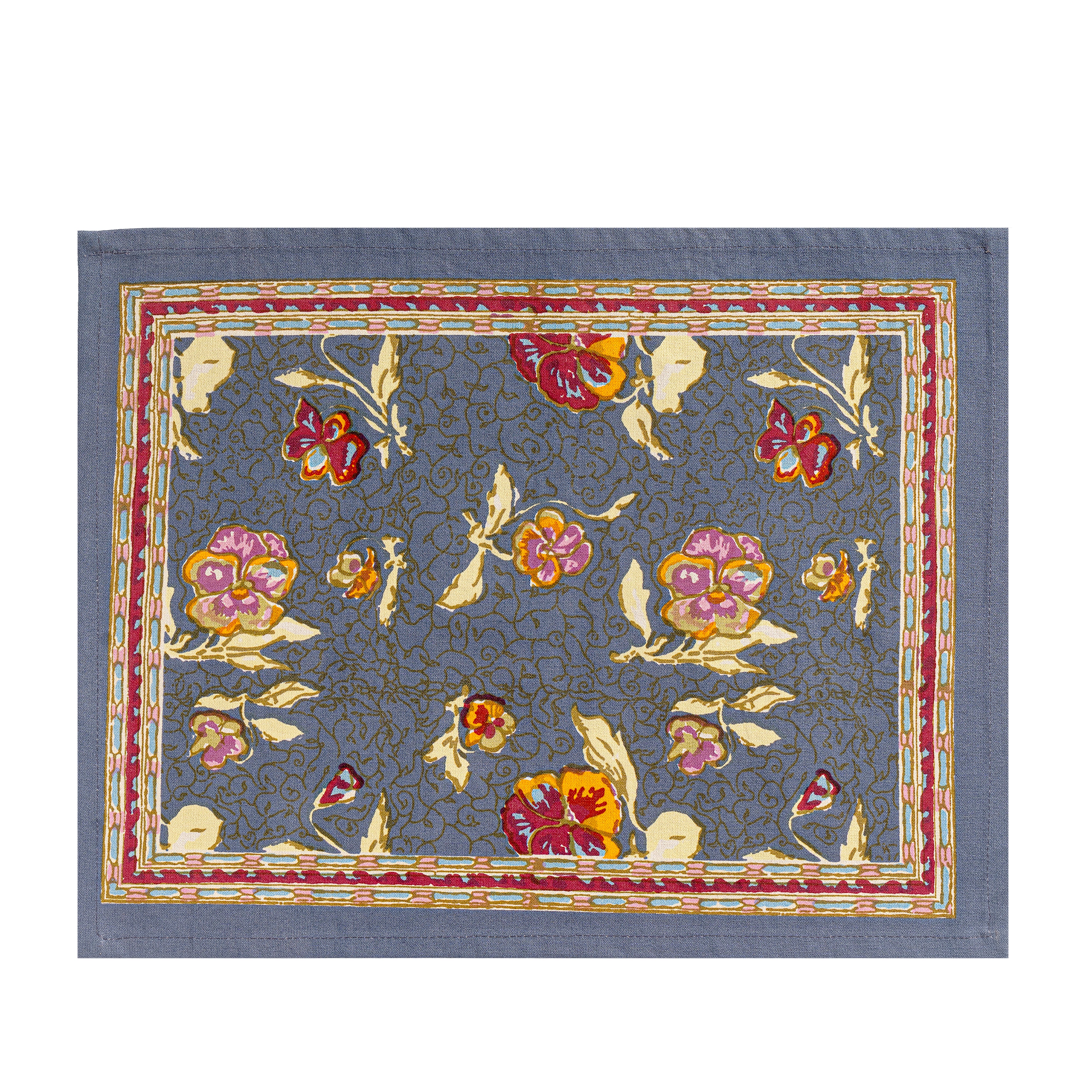 Pansy Mats in Red & Grey, Set of 6