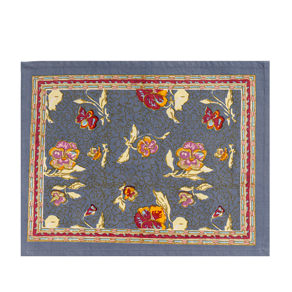 Pansy Mats in Red & Grey, Set of 6