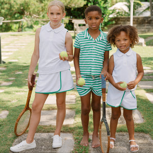 Boys Bermuda Green Stripe French Terry Short