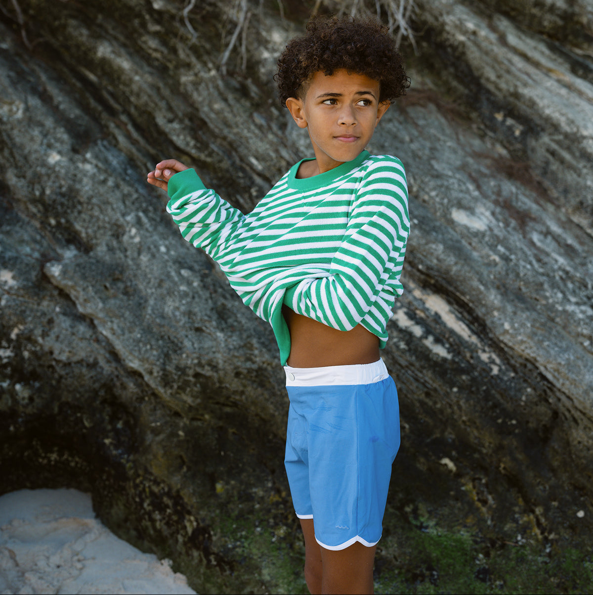 Unisex Bermuda Green Stripe French Terry Sweatshirt