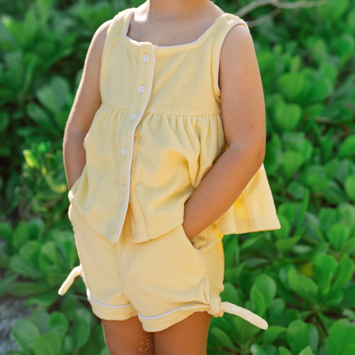 Girls Banana French Terry Button Up Tank