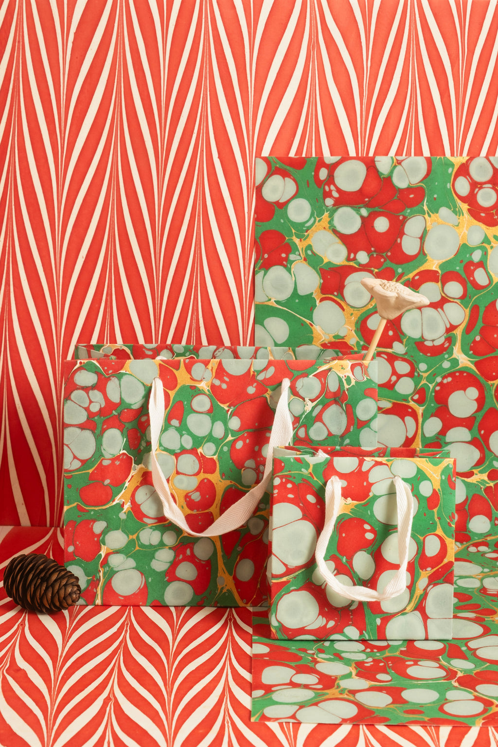 Christmas Gems Hand-Marbled Gift Bag