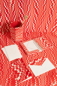 Hand-Marbled Pencil Holder Organizer in Candy Cane Swirl