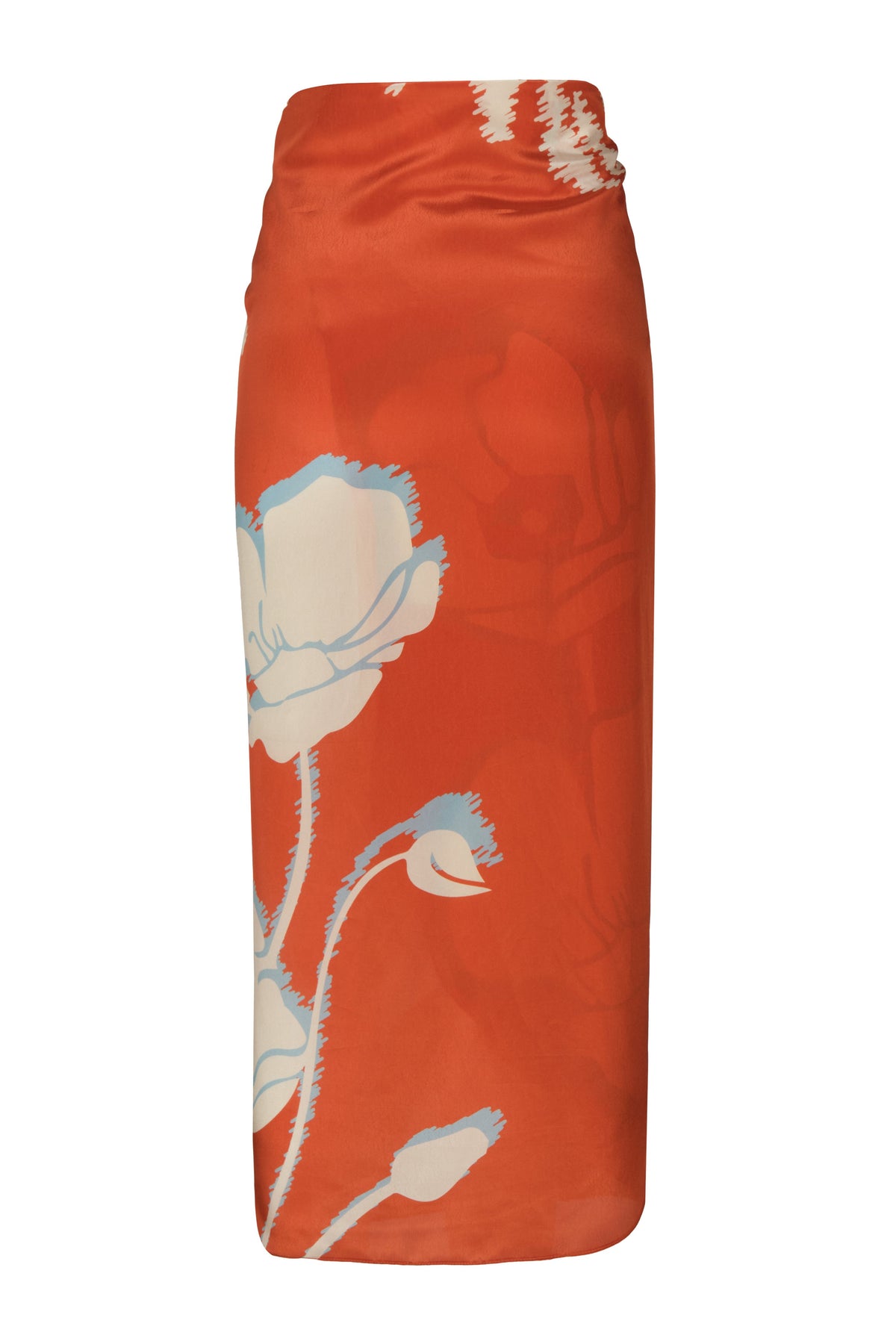 Mapara Crepe Chine Skirt in Orange Gladiolos