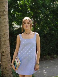 Cappie Mini Dress in Periwinkle Dot