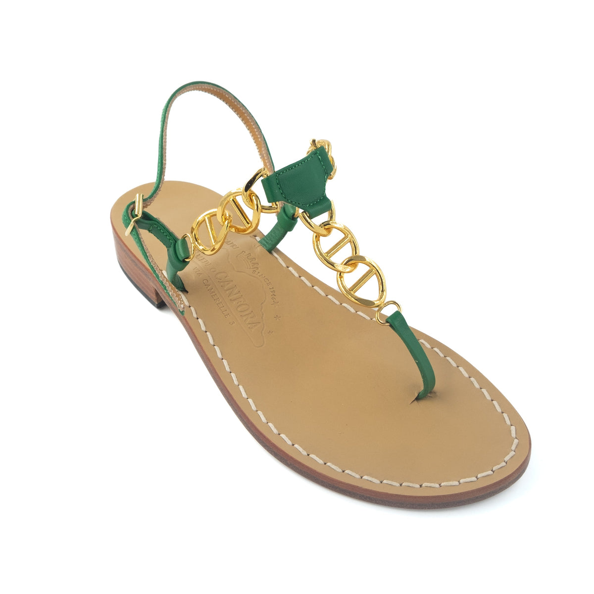 Caroline Capri-Style Leather Thong Sandal